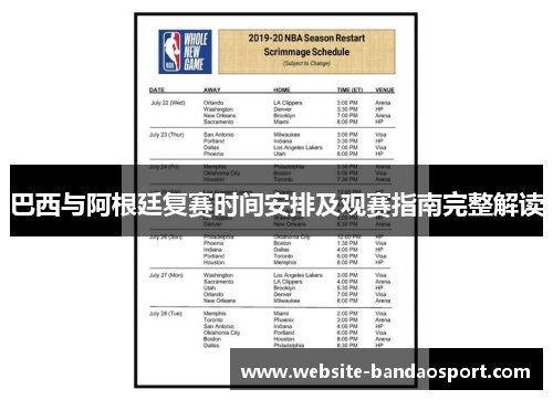 巴西与阿根廷复赛时间安排及观赛指南完整解读